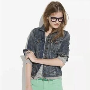 Madewell Womens XS Distressed Blue Denim Jean Jacket